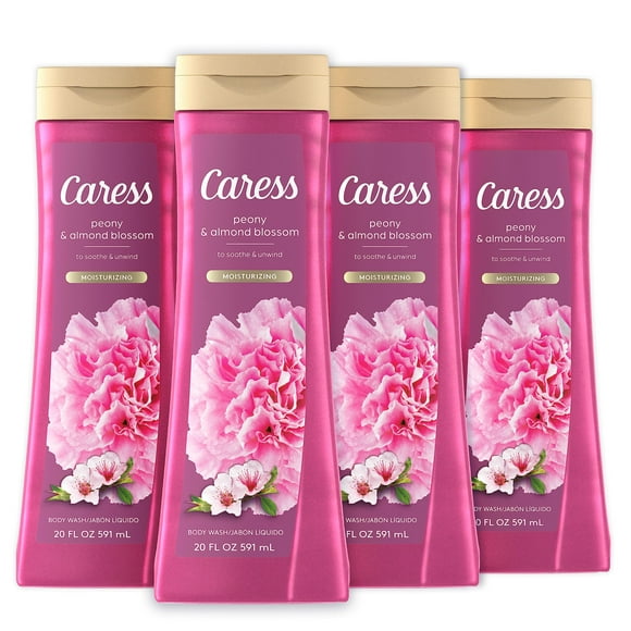 Gel de baño Caress Peony & Almond Blossom, 600 ml (paquete de 4)