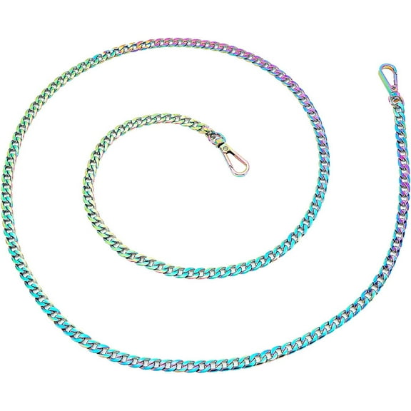 Metal Rainbow Purse Chain Straps 48 Inch DIY Iron Flat Chain Strap Replacement Colorful Shoulder Strap Handbag Chain Accessories for Crossbody Shoulder Bag Clutch Wallet Satchel 0.3 Inch Wide