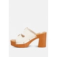 thumbnail image 3 of Sarai Buckle Straps High Block Heel Clogs In Beige, 3 of 7