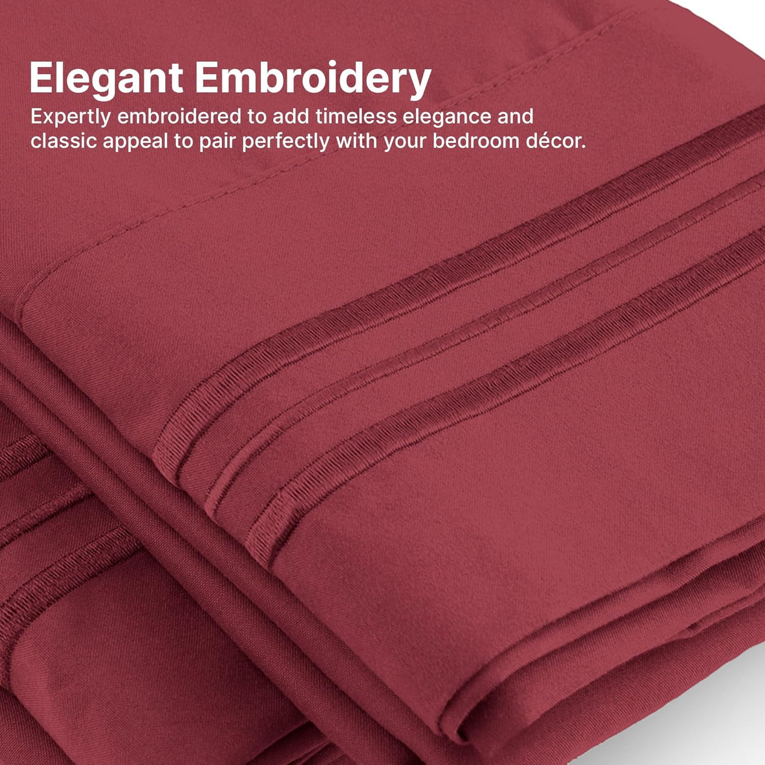 CGK Linens Extra Soft Pillowcases Set of 4 - Queen / Standard Size Hotel Luxury Breathable & Cozy 4-Piece Pillow Covers, Burgundy