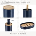 thumbnail image 5 of Navy Blue Bathroom Essentials Set with Natural Bamboo - 5 pieces, 5 of 6