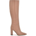 thumbnail image 4 of NINE WEST Womens Beige Comfort Danee Pointy Toe Block Heel Zip-Up Leather Boots Shoes 7 M, 4 of 5