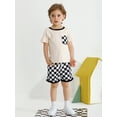 thumbnail image 3 of GYRATEDREAM Baby Boy Summer Clothes Contrast Color Short Sleeve T Shirts Stretch Rolled Shorts Cute Toddler Outfits 12M-6T, 3 of 8