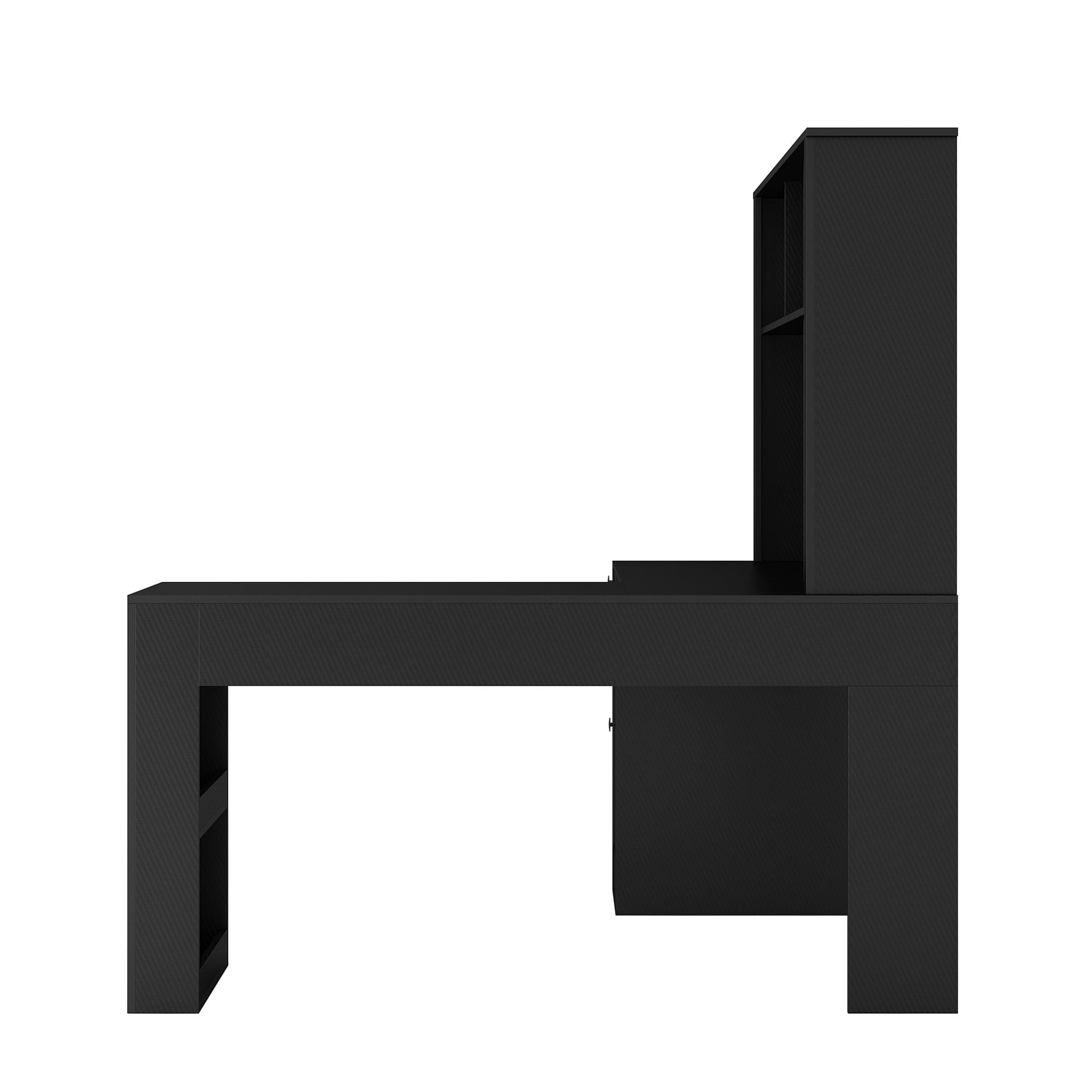 L Shaped Computer Desk with Storage Drawers, 2-IN-1 Home Office Desks with Bookshelf & Hutch & Pegboard, Modern Office Table with Outlet, Work Desk Study Desk for Home Office, Black