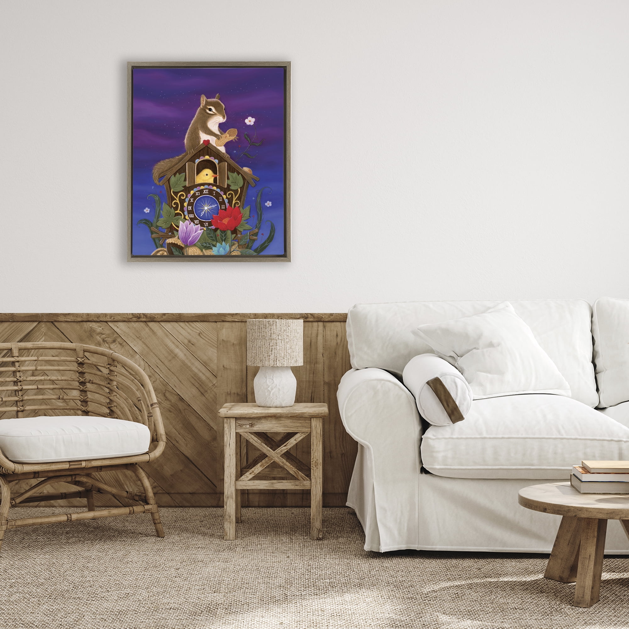 Stupell Industries Nighttime Snack Squirrel Brown Framed Floater Canvas Wall Art, design by Gina Matarazzo