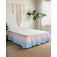 thumbnail image 2 of Minimalist Pink Bed Skirt and Blue Gradient Bed Skirts King Size 16 Inch Drop, Wrap Around Dust Ruffle&nbsp;Bedskirt with Adjustable Elastic Belt for Queen Size Beds, 2 of 7
