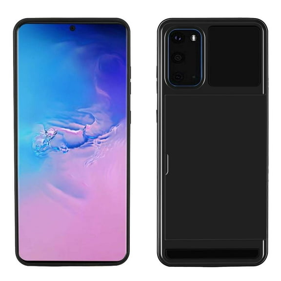 SOATUTO Rugged Double-Layer Protection Card Holder Shockproof and Drop-Proof Protection Hard Shell Mixed Rubber Armor For Galaxy S20 6.2 inch (Black)