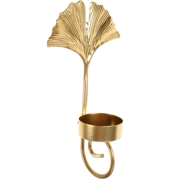 FESTFENDS Candil Decorativo De Pared En Metal Forma Hoja Color Dorado Con Acabado Fuerte