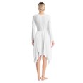 thumbnail image 4 of iiniim 2pcs Women Liturgical Praise Dancewear Long Sleeve Metallic Color Irregular Hem Worship Dress Wide Leg Pants White XXL, 4 of 7