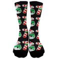 thumbnail image 3 of Bas Noirs Thème de Noël Confortables Imprimés 3D Mignons Mi-Mollet Chaussettes de Sport, 3 of 5