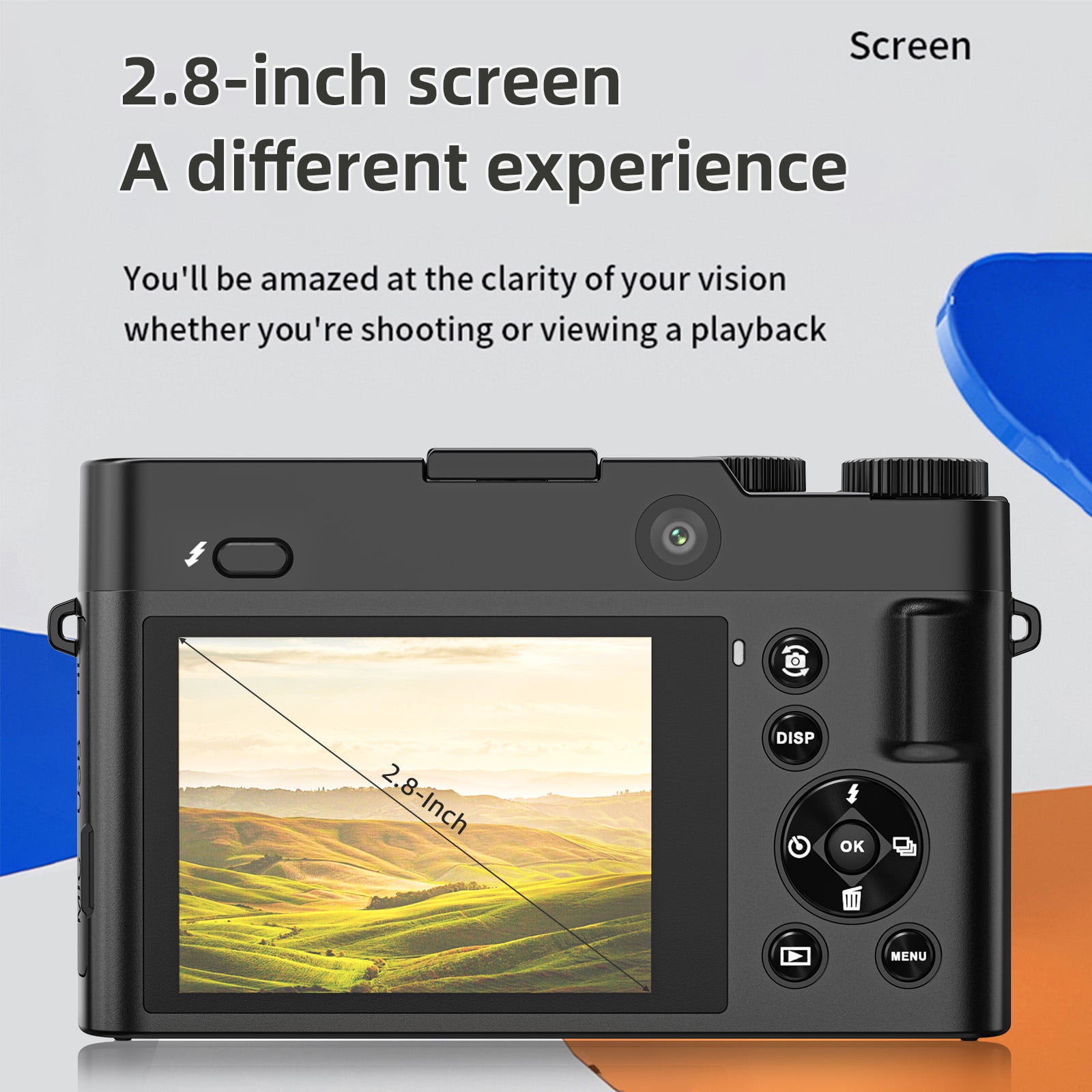 Eccomum 4K Digital Camera with Autofocus Dual Lens Cameras with 32GB Card 64MP Vlogging Camera 16X Digital Zoom Built-in Flash Portable Compact Travel Camera for YouTube