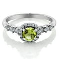 thumbnail image 2 of Gem Stone King 1.02 Ct Round Green Peridot and White Created Sapphire 925 Sterling Silver Ring, 2 of 3