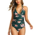 thumbnail image 2 of Viikei Bikini Set Swimwear for Women Plus Size Summer One Piece Halter Padded Solid Color High Waist Backless Beachwear Swimsuit, 2 of 8