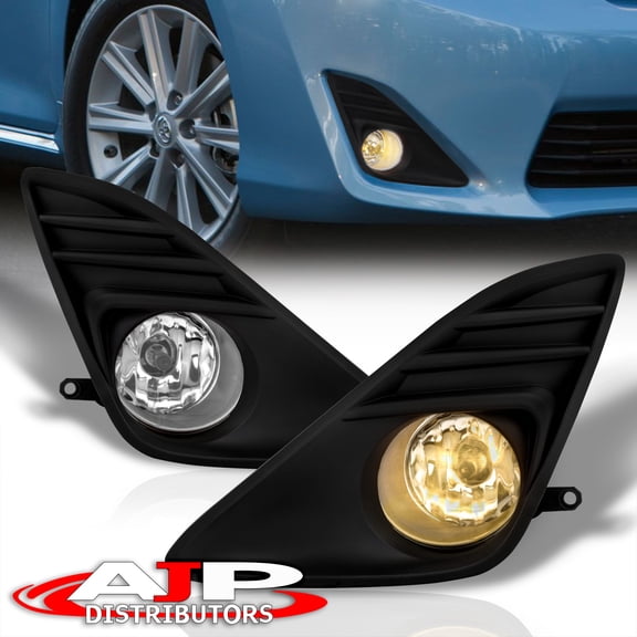 For 2012-2014 Toyota Camry Bumper Driving Fog Lights Lamps Assembly Set w/ Black Cover H11 Bulbs Wiring Harness Kit (Clear Lens) - L LE XLE Hybrid XV50 13