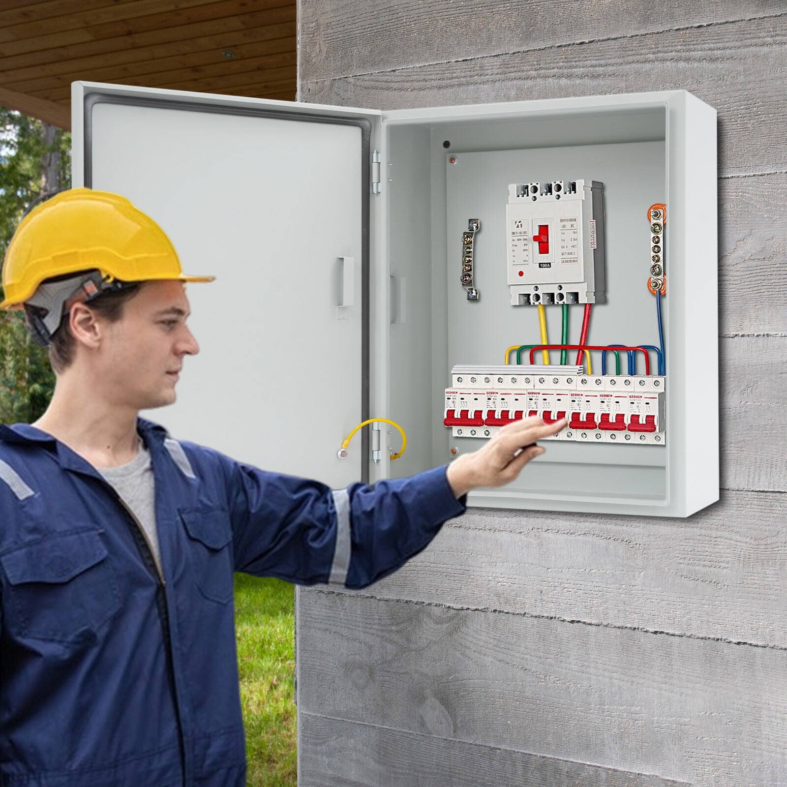 Electrical Box, 50x40x20cm Outdoor Enclosure IP55, Steel Electrical Panel Box with Lock & Keys, Wall Mounted for Cable Wiring Junction Box