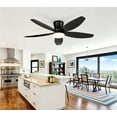 thumbnail image 3 of PHORUS 42" Low Profile Ceiling Fan with Light, Quiet DC Motor, Remote & App Control, 6-Speed Reversible Fan for Bedroom, Living Room and Covered Spaces,Black, 3 of 9