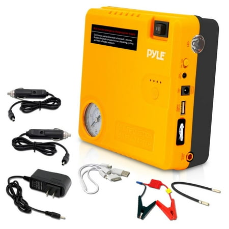 PYLE PBPK52 - Roadside Emergency 4-in-1 Tool Kit - Assistance Auto Kit - Jump Starter with Cables, Air Pressure Tire Pump, Power Bank, (Best Starter Power Tool Kit)