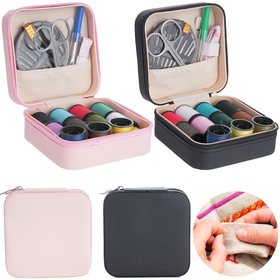 2 Pcs Portable Travel Sewing Kit, Compact Emergency Repair Kit with 11 Colors Threads, Needles, Measure, Scissors, and More, Small Sewing Supplies for Home Travel
