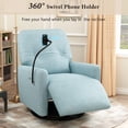 thumbnail image 3 of Harper & Bright Designs 270 Degree Swivel Electric Recliner Home Theater Seating Single Reclining Sofa Rocking Motion Recliner with a Phone Holder for Living Room, Blue, 3 of 9