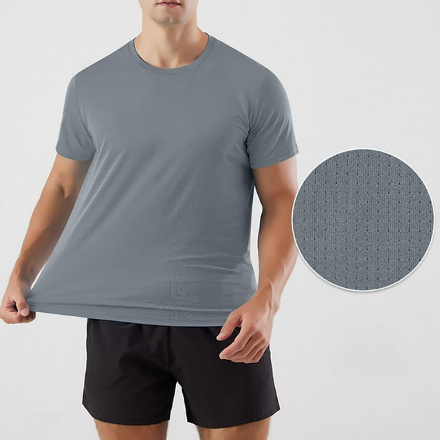 Viluyesy Tee T-Shirt Homme Manches Courtes Col Rond Ajusté Élastique Doux Muscle Gym Été Manches Courtes Gris m