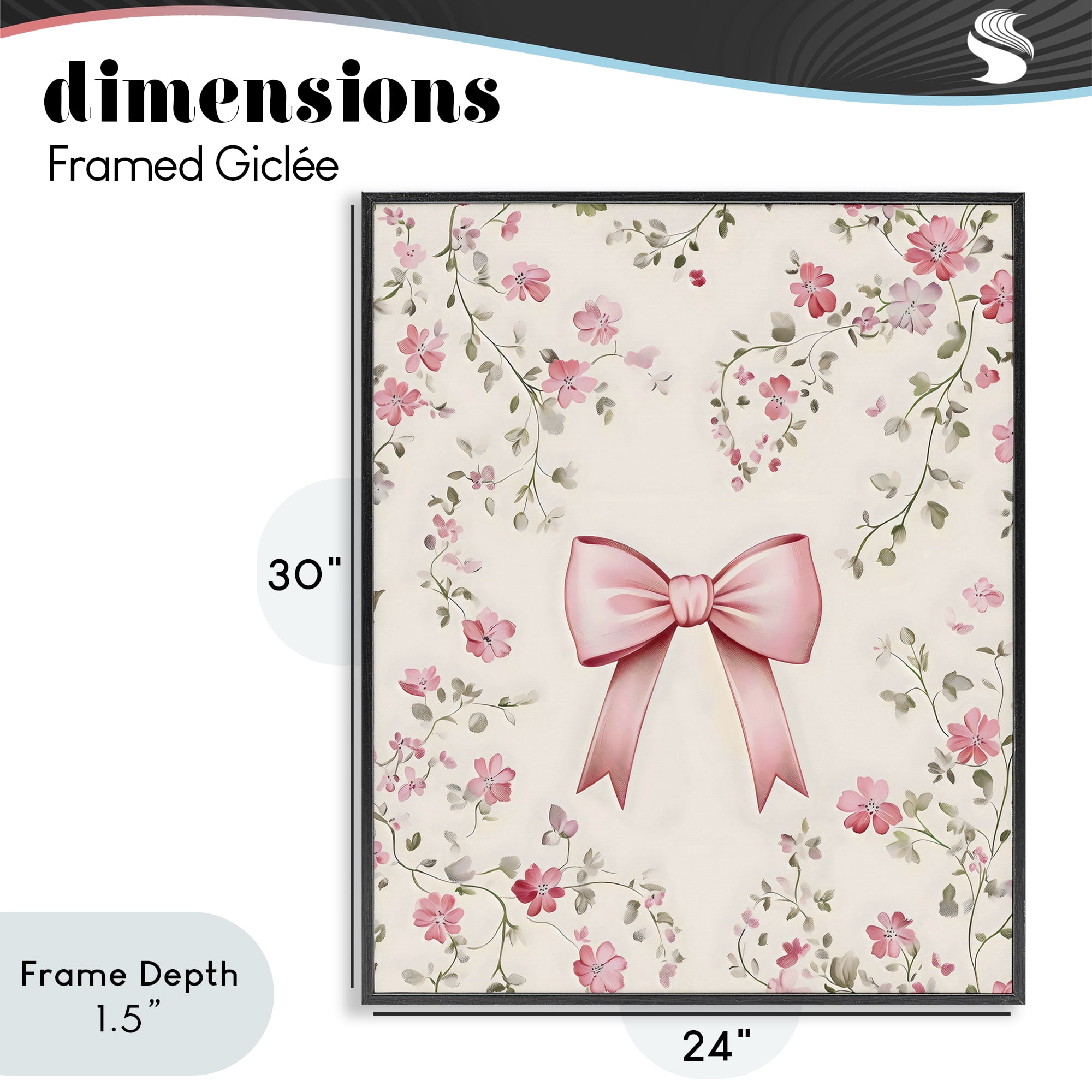 Stupell Industries Girly Ribbon Bow Black Framed Giclee Art, design by Arlington Prints