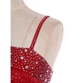 thumbnail image 4 of Sholeno Womens Latin Tango Dance Dress Asymmetrical Shoulder Tassel Ballroom Performance Outfit Burgundy XXL, 4 of 7
