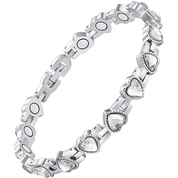 Magnetic Bracelet for Women Titanium Steel Magnetic Bracelet with Neodymium Magnets & Sparkling Crystals, Christmas Jewelry Gifts