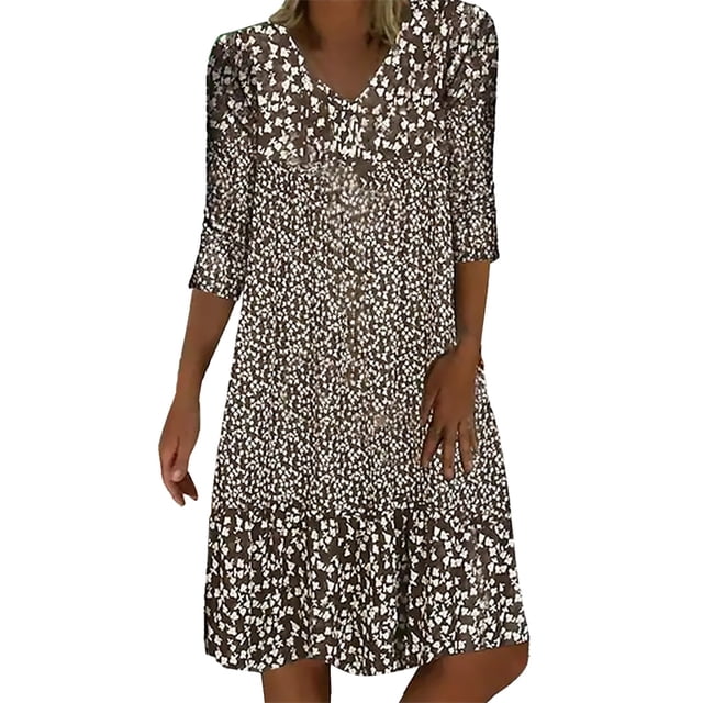 Robe Maxi 2025 pour Femmes Robes Midi pour Femmes Col Rond à Pois Imprimé Femme Habillée Sans Manches Ligne A Plissée Robes de Soirée pour l'Automne Ample Froncée Fluide Robes Décontractées pour Adolescentes Robes Débardeur