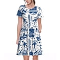 thumbnail image 1 of Balery Skiing Enthusiast Vestidos sueltos de manga corta para mujer, vestidos de verano 2025, vestidos casuales de corte A con vuelo., 1 of 6