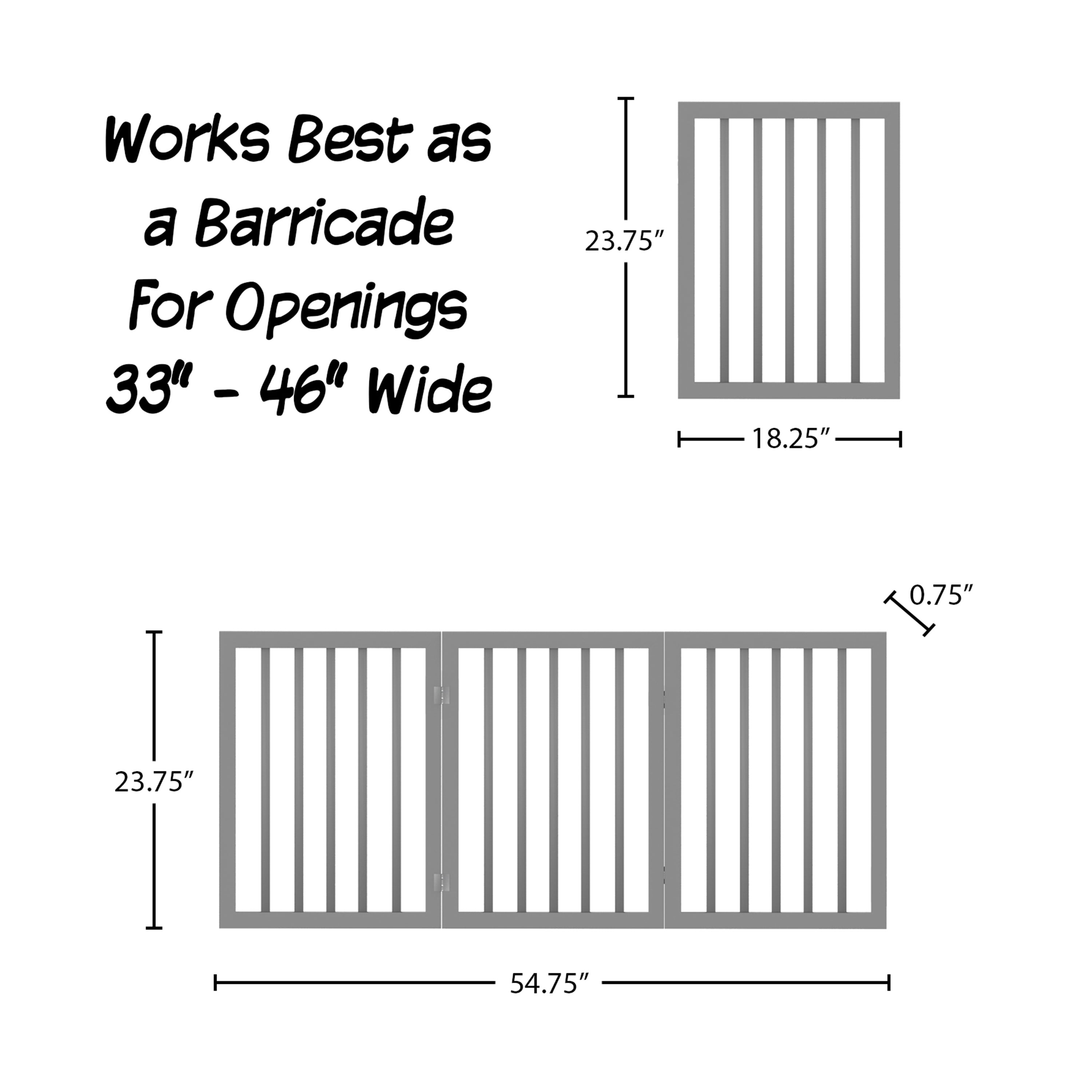 PETMAKER 3-Panel Indoor Foldable Pet Gate for Stairs or Doorways (Gray)