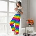thumbnail image 5 of Cauagu Bright Rainbow Pajama Pants for Women Loose Fit Wide Leg Trouser Pants Casual Elastic Waist Drawstring Lounge Pants, 5 of 6