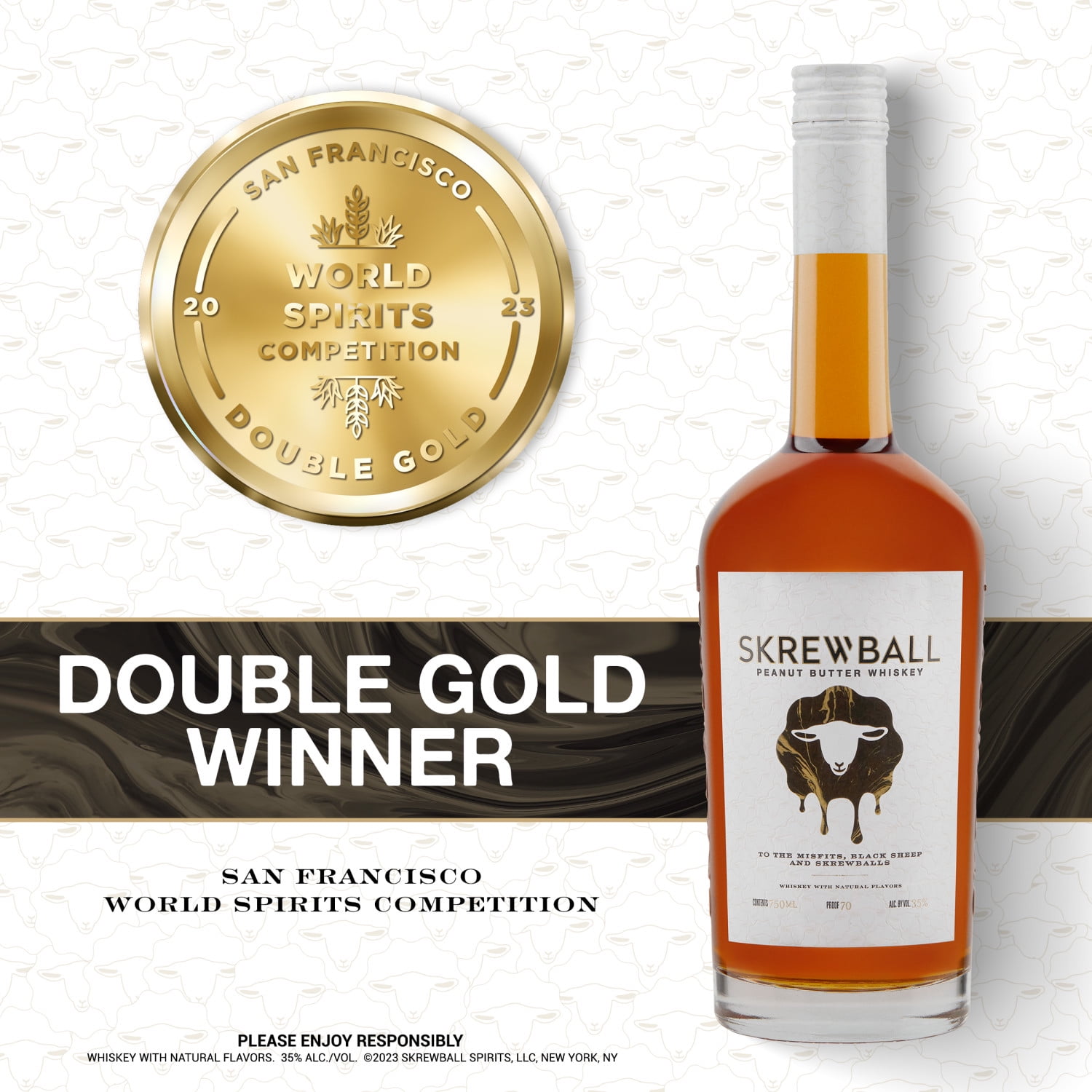 Skrewball Peanut Butter Whiskey with Natural Flavors, 750 ml Glass Bottle, 35% ABV, 1 Piece