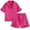 Hot Pink, variant on RUTAYY Children Girls Summer 2 Piece Outfits Sets Casual Solid Color Button Down Lapel Short Sleeved Top and Shorts Pajamas Trendy Clothes, 9-10 Years