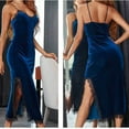 thumbnail image 6 of Aboser Velour Velvet Nightgowns for Women Elegant Lace Trim Full Length Sleepdress Skinny Spaghetti Straps Nightshirt Comfy Soft V Neck Sleepwear Full Slips Chemise Pajama Dress, 6 of 6