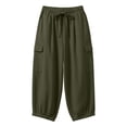 thumbnail image 5 of Lenago Pants for Women Solid Color Lightweight Drawstring Elastic Waist Pants with Pockets Linen Casual Workwear Trousers, 5 of 9