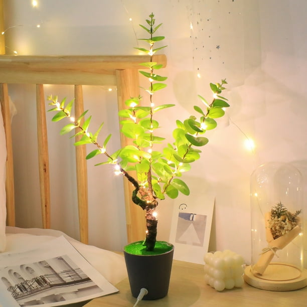 Luces Led para Árbol, Decoración con Luz Blanca Cálida, Diseño Flexible, Luz Nocturna con Alimentación Usb, Ambiente Festivo Acogedor, Decoración Multiusos, Varios Estilos de Plantas, Tamaño 45 X 10