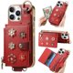 thumbnail image 1 of For iPhone 16 Pro Max Case Detachable Card Holder PU Leather+TPU Flower Aesthetic Phone Cover with S, 1 of 5