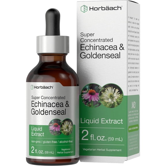 Echinacea Goldenseal Liquid Extract | 2 fl oz | Tincture Drops | for Men and Women | by Horbaach