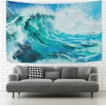 thumbnail image 3 of FREEAMG Tapestry Watercolor Japanese Blue Ocean Great Wave Tapestry Wall Hanging Decorative Wall Tapestries Wall Art Wall&nbsp;Blanket&nbsp;Bedding Tapestry for Bedroom Living Room Dorm 60"x40", 3 of 7