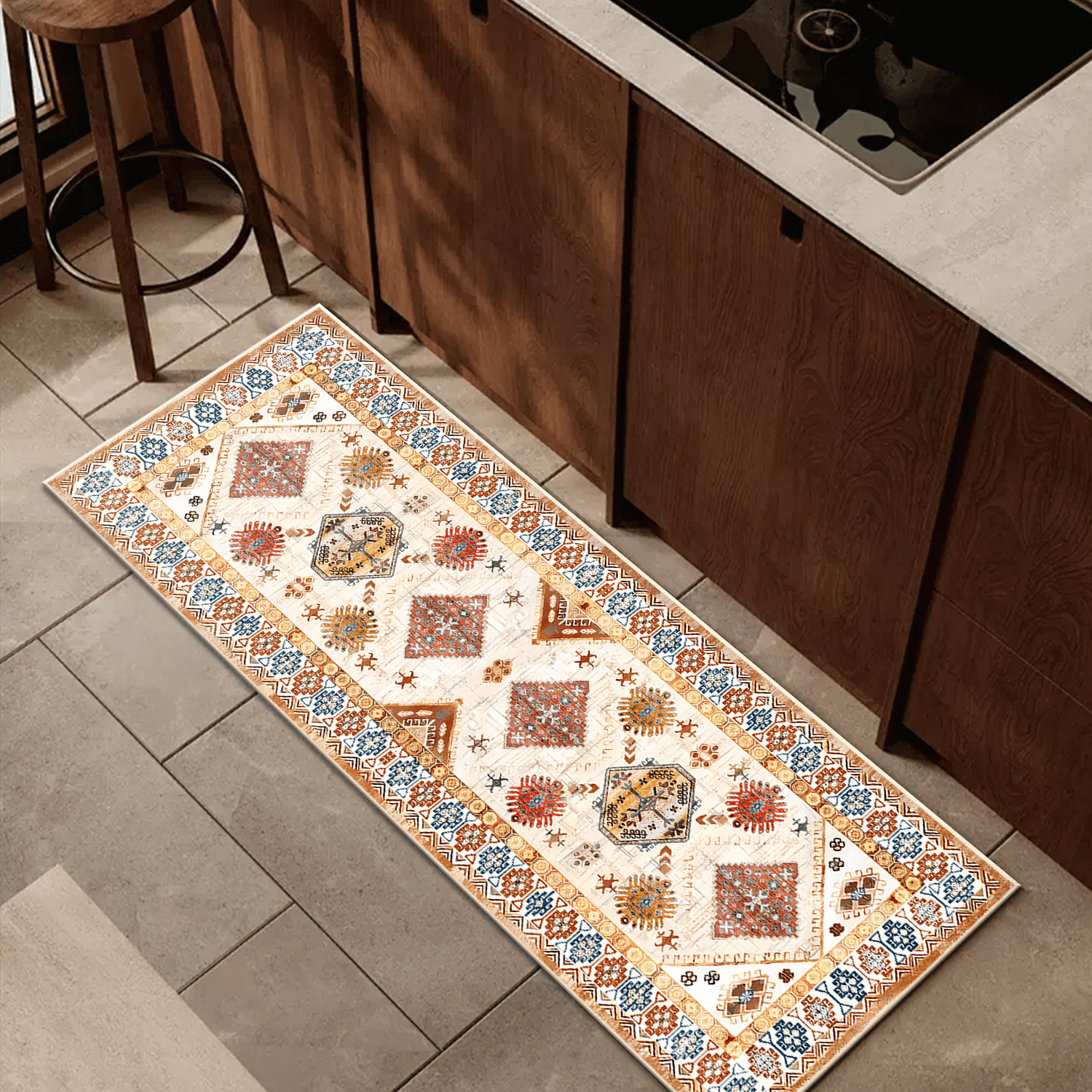 3 Pieces Kitchen Rug Sets with Runner Non Slip Washable Mats for Floor Thick Kitchen Floor Mat Carpet Runner Rugs for Hallway Laundry Holiday Decor