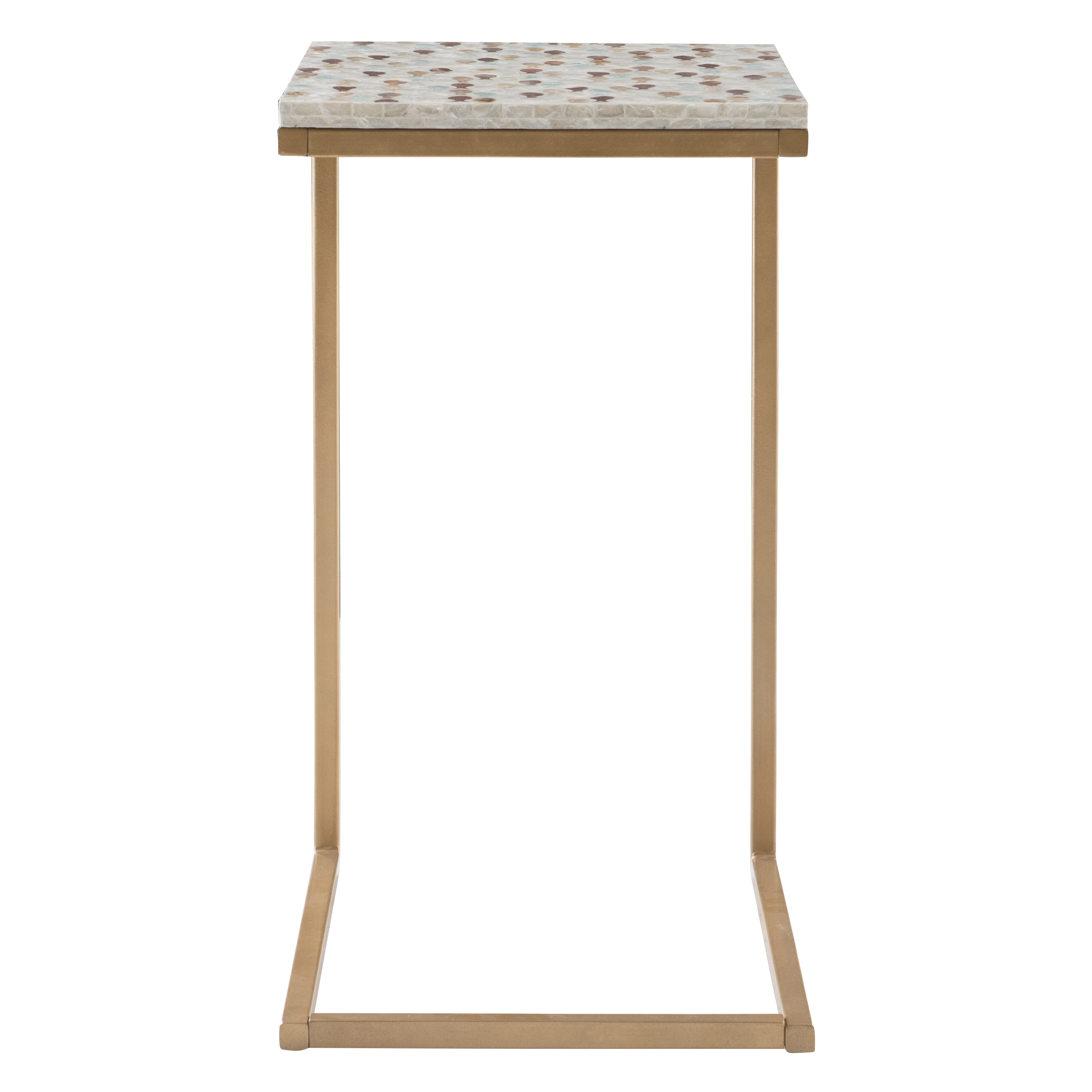 Linon Muldoon C-Table, 26" Tall, Gold/Neutral Capiz Shell Mosaic