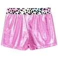 thumbnail image 3 of YUUMIN Big Girls Metallic Dance Shorts Gymnastics Underpants Athletic Tight Pants Summer Hot Bottoms Pink Leopard 4, 3 of 5