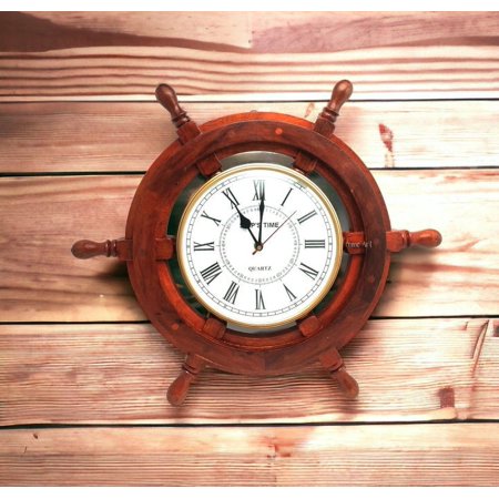 Wooden Wheel Wall Clock - Rustic Home Decor - Handcrafted Wood Clock - Farmhouse Style Timepiece - Unique Wooden Artisan Clock