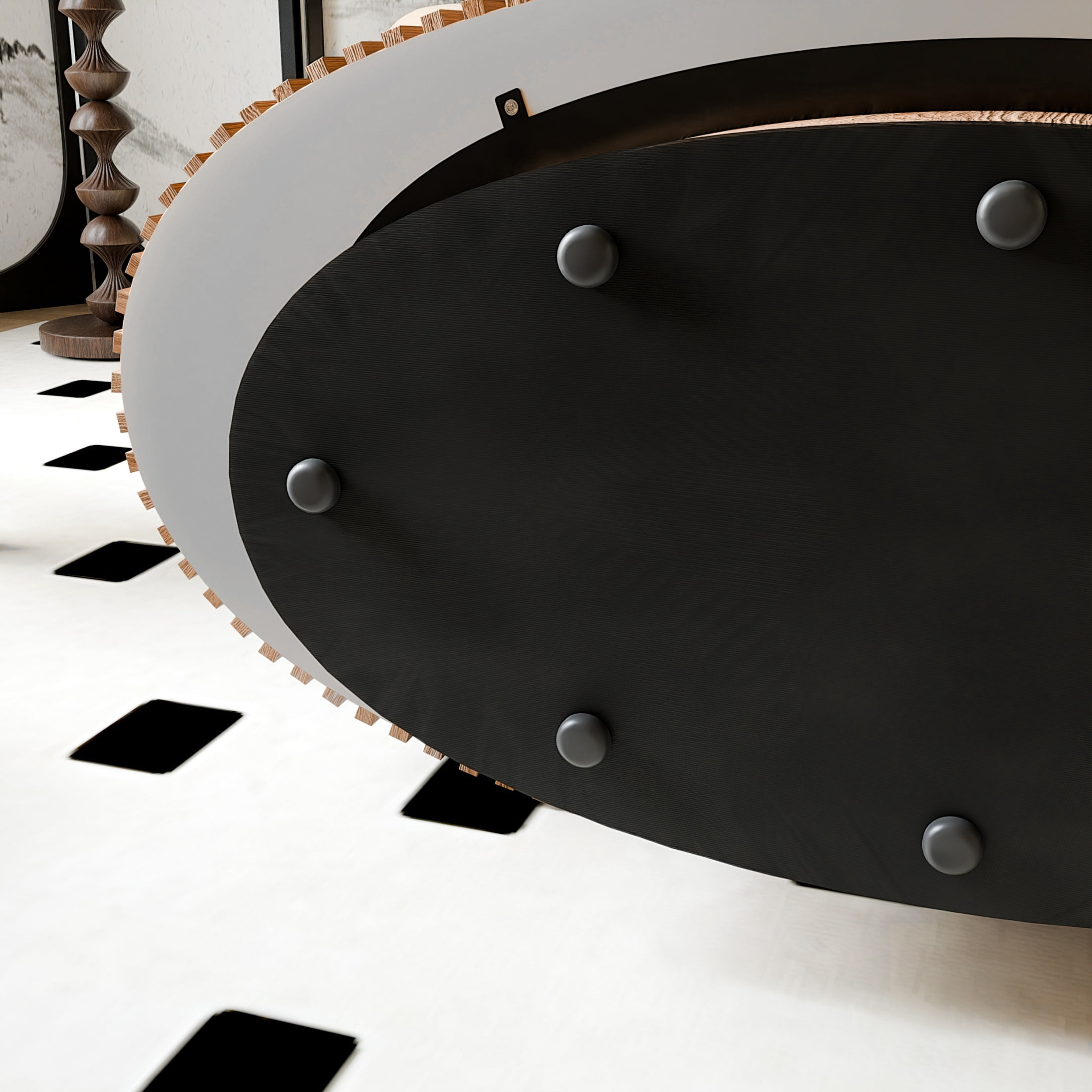 47.2'' Oval Coffee Table with Removable Lid & Hidden Storage, Solid Wood Veneered End Table, Fluted Accent Cocktail Table