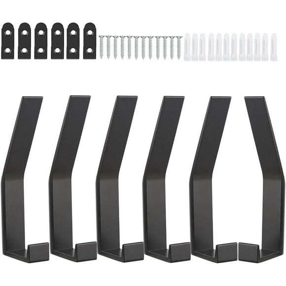 Coat Hook 6 Pieces Black Wall Coat Rack Coat Hooks Wall Hooks Double Hook Towel Holder Bathroom Coat Hooks Black Wall Hooks for Jackets Coats