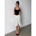 thumbnail image 7 of Black And White Polka Dot Asymmetrical Low Waist Knee-Length Skirt For Women, 7 of 7