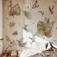 thumbnail image 2 of Calcomanías de pared de hojas de palma bohemias grandes, pegatinas de pared de hojas de otoño para sala de estar, dormitorio, TV, decoración de pared de fondo, 2 of 5