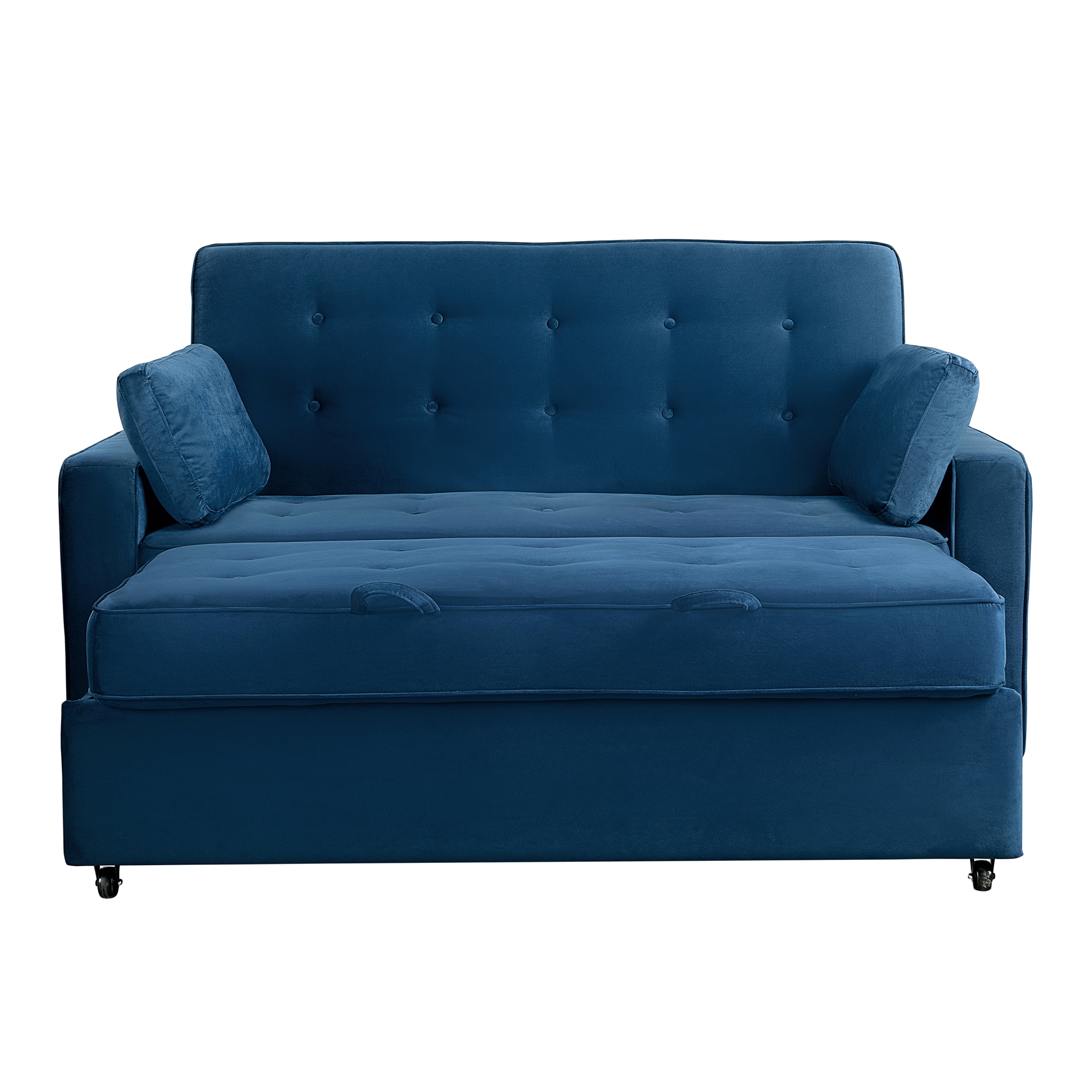 Serta Monroe Modern Convertible Sofa with Queen Size Sleeper, Navy Blue Woven Fabric