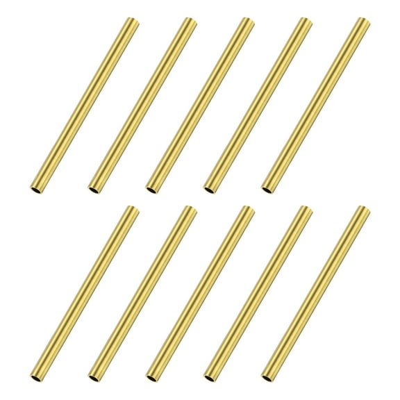 10-Pack 30mm Brass Round Tube, 2mm OD 0.5mm Wall Thickness Short Brass Seamless Tubing for DIY Crafting/Decorating
