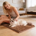 thumbnail image 5 of YaoZQ Coffee Brown Pet Feeding Mat Soft Absorbent Microfiber Rug Non Slip Floor Pad for Dog Water Bowls Muddy Paws Washable 24 x 16 Inch, 5 of 5